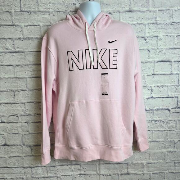 NWT Nike Hoodie Mens Size Large Pink Pullover Drawstring and Pockets - Picture 1 of 12